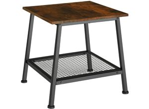 4061173205742 - tectake® Beistelltisch Industrial Style trapezförmiges Gestell mit Ablage und Gitterablage 455 x 45 x 47 cm