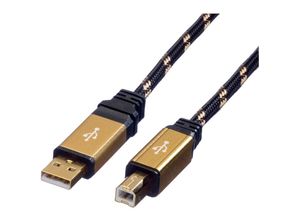 7611990194537 - USB-Kabel usb 20 usb-a Stecker usb-b Stecker 450 m Schwarz Gold doppelt geschirmt vergol - Roline