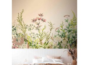 4051315508633 - LIVING WALLS Fototapete The Wall Tapeten Fototapete Blume Tapete Dschungel Beige Grün Gr B L 4 m x 3 m Rollen 1 St beige (beige grün) Fototapeten Natur