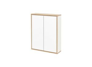 4008033846332 - FACKELMANN Spiegelschrank FINN   Badschrank mit Push-to-Open   Maße (B x H x T) ca 60 x 75 x 205 cm   Schrank fürs Bad mit 2 Türen   Korpus Weiß