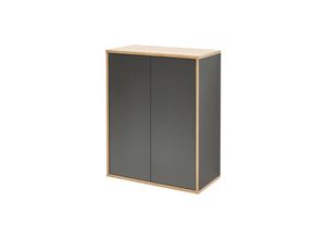 4008033846110 - Doppel-Midischrank finn   Badschrank mit Push-to-Open   Maße (b x h x t) ca 60 x 75 x 305 cm   Schrank fürs Bad mit 2 Türen   Korpus Schwarz  