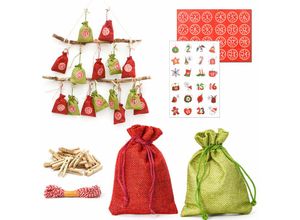 4057216044140 - Diy Adventskalender zum Befüllen - 24 Geschenk Säckchen - Komplettes Bastelset - rot