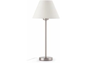 8421776005242 - Faro 68423 Tischleuchte nidia E27 15W Stahl Nickel satiniert Textil Weiß L20cm H40cm dimmbar