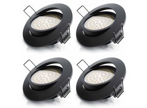 4062861006412 - 4x LED Deckenspots dimmbar & schwenkbar Einbaustrahler mit Aluminium Rahmen in schwarz 4062861006412 - 4x LED Deckenspots dimmbar & schwenkbar Einbaustrahler mit Aluminium Rahmen in schwarz