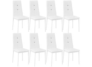 4061173174918 - tectake® 8er Set Esszimmerstuhl gepolstert mit Kunstlederbezug schlanke Stahlbeine 40 x 42 x 97 cm