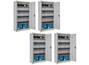 4061173209726 - tectake® 4er Set Aktenschrank aus pulverbeschichtetem Stahl 4 höhenverstellbare Einlegeböden 180 x 90 x 40 cm 4061173209726 - tectake® 4er Set Aktenschrank aus pulverbeschichtetem Stahl 4 höhenverstellbare Einlegeböden 180 x 90 x 40 cm