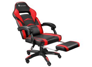 4061173243232 - tectake® Racing Bürostuhl ergonomische Form mit Fußstütze und verstellbarer Rückenlehne Kunstlederbezug inklusive abnehmbarem Lendenkissen inklusive Lendenkissen Belastbarkeit 120 kg