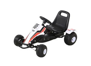 4251774969222 - Kinder Go-Kart mit Handbremse weiß 104 x 66 x 57 cm (LxBxH) Tretauto Tretfahrzeug Kinderfahrzeug Spielzeug