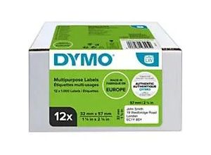 3026980930950 - DYMO Original LabelWriter Mehrzwecketiketten | 32 mm x 57 mm | 12 Rollen mit je 1000 leicht ablösbaren Etiketten (12000 Etiketten) | selbstklebende Etiketten| für LabelWriter-Beschriftungsgerät