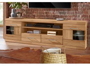 4068222665724 - Lowboard HOME AFFAIRE Ribe Sideboards Gr B H T 180 cm x 55 cm x 35 cm Holzwerkstoff eichefarben (Korpus)   Massivholz Eiche (Front) braun (eiche teilmassiv) Lowboards Breite 180 cm