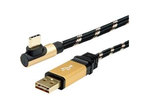 7630049615748 - Roline - USB-Kabel usb 20 usb-a Stecker usb-c® Stecker 080 m Schwarz Gold Geschirmt 11029060