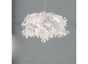 4017807299564 - Hängeleuchte Pendellampe Blätterleuchte Esszimmerleuchte Wohnzimmerlampe Schlafzimmerleuchte weiß Blätter Metall chromfarben 4 Flammig E14 h 150 cm