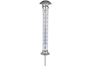 4034127701768 - Profigarden LED-Solar-Thermometer in Silber - (H)112 cm