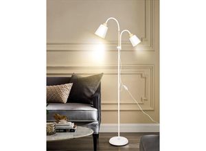 0764179998413 - Stehlampe mit leselampe Wohnzimmer Valis E27 Fassung max 60W 360° Schwenkbare 2 Lampenköpfe Stehleuchte moderne Metall Sofa Lampe mit Höhe 159 cm