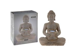 8711295865879 - Wurko - Gartenfigur Buddha mit Solarleuchte ProGarden - Braun