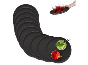 4052025495343 - Relaxdays Serviertablett im 10er Set rutschfeste Oberfläche rundes Kellnertablett Gastronomie Ø 35 cm schwarz 4052025495343 - Relaxdays Serviertablett im 10er Set rutschfeste Oberfläche rundes Kellnertablett Gastronomie Ø 35 cm schwarz