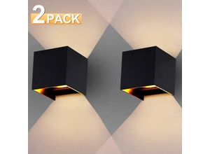 9475631438811 - Led Wandleuchte Wandleuchten IP65 Wohnzimmer Flurlampe Treppen Wandlampe Außen Deko 7W Schwarz Warmweiß 2 Stück - Vingo