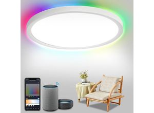 9441001452831 - Smart led Deckenleuchte 24W mit rgb-wifi dimmbar - Superslim Ultraslim für Schlafzimmer - Weiß - Vingo