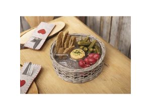 4260772027230 - Dekoleidenschaft - Snackschale Cuisine aus Weide & Glas Servierschale mit Fächern Dipschale Servierplatte