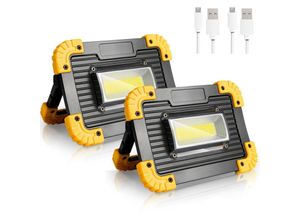 9442907682810 - 2X led Akku Fluter Außenstrahler 30W Scheinwerfer Baustrahler Licht Strahler - Hengda