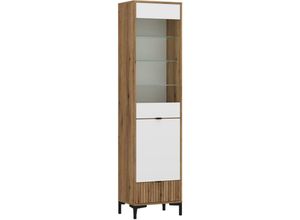 4066075144168 - Lomadox - Vitrine Eiche mit weiß und Rillenoptik RISBY-129 - braun