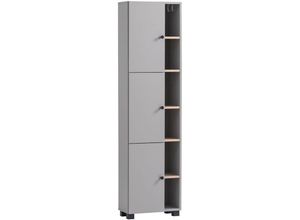 4066075172543 - Lomadox - Badezimmer Hochschrank grau mit Eiche BARLETTA-80 - grau