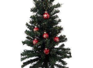 4251699826723 - Buri - Glas-Weihnachtsbaumkugeln 6er-Set Christbaumkugeln Weihnachtsschmuck Dekoration - rot   Stern