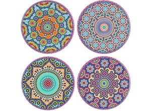 8433933329900 - Mandala Untersetzer 4U Runder Vintage-Untersetzer – 11 x 11 cm - Crudo - Signes Grimalt