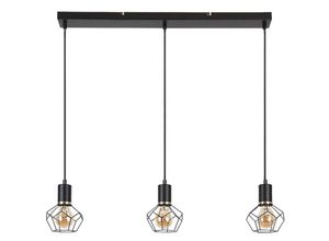 5996595722425 - 72242 Hängeleuchte fran E27 3x max40W Metall schwarz B70cm H120cm Ø20cm dimmbar - Rabalux