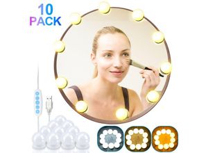 9475631441132 - Led Spiegelleuchte 10 led beleuchtung 360° Beleuchtung usb Dimmbar Makeup Licht - Weiß - Vingo