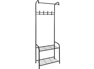 3664944293415 - RG6381 2 Tier Wardrobe with Hook Furniture Entrance Furniture Metal Black 30 x 61 x 170 cm - Je Cherche Une Idee