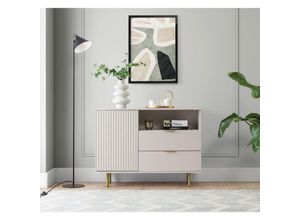 5905351292881 - Furnix - Kommode Nadija K1D2SZ Sideboard mit Schubladen und Metallfüßen Kaschmir