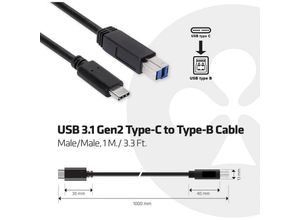 8719214470838 - - club3D USB-Kabel usb 32 Gen1 (usb 30   usb 31 Gen1) usb-c® Stecker usb-b Stecker 100 m CAC-15