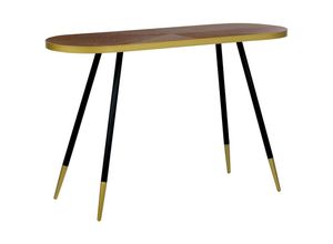 4255664868862 - Beliani - Konsolentisch Dunkelbraun Holzoptik u Gold Oval Schwarze Beine Konsole für Wohnzimmer Schlafzimmer Flur Diele