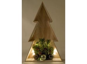 4250407355593 - Buri - 3D LED-Holz-Weihnachtsbaum 38cm Weihnachtsdeko Fensterbild Wanddeko Beleuchtung - Weiß