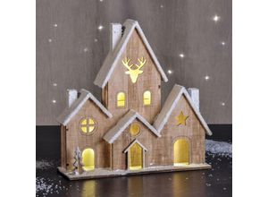 4260461475496 - Spetebo - led Deko Haus 25 cm - 6 led - Tisch Weihnachtsdeko Batterie betrieben