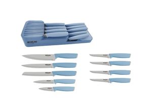 4255698251951 - Praktisches 10-teiliges Messerorganizer-Set Serie Alythia für geordnete Küchen Blau - Michelino