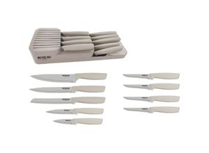 4255698251944 - Praktisches 10-teiliges Messerorganizer-Set Serie Alythia für geordnete Küchen Beige - Michelino