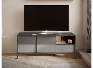 4068222609780 - Lowboard INOSIGN Everest Breite 156 cm TV-Board mit 2 Türen u 1 Schubkasten Sideboards Gr B H T 156 cm x 64 cm x 40 cm 1 grau (bleigrau kreidegrau absetzung steingrau (druck)) Lowboards Fernsehtisch TV-Schrank SoftSelf Closing Korpus 22 mm