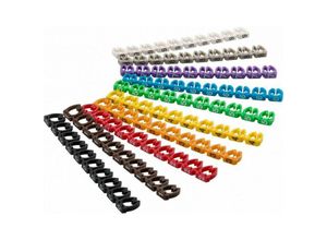 4040849725159 - goobay Kabelmarker-Clips Ziffern 0-9 für Kabeldurchmesser bis 6 mm - farbige Kennzeichnungsringe 10 x 10 Stück zum Markieren von z B