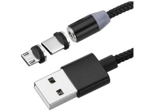 8434185543991 - Magnetisches Ladekabel usb a Stecker 20 auf usb c und Micro usb 2 in 1 in schwarzer Farbe 2 m - Cablemarkt