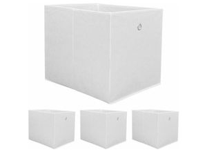 4057216035971 - - Faltbox Set 4 Boxen für Kallax Regal weiß 33x38x33cm Expedit Box mit Metallgriff - weiss