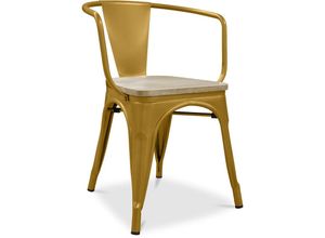 5056667051942 - Privatefloor - Esszimmerstuhl mit Armlehnen - Holz & Stahl - Stylix Gold - Holz Stahl - Gold 5056667051942 - Privatefloor - Esszimmerstuhl mit Armlehnen - Holz & Stahl - Stylix Gold - Holz Stahl - Gold