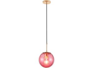 5056667051201 - Privatefloor - Retro-Deckenlampe - Bunte Kugel-Pendelleuchte - Rumi Pink - Glas Metall - Pink