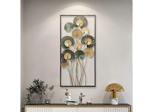 4260772025823 - 3D Wandbild Blätter aus Metall in gold   anthrazit   gün 60x125 cm Wanddeko Wandschmuck