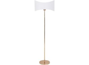 4255664863300 - Beliani - Stehlampe Gold Metall 153 cm mit Stoffschirm Kunstseide Wellenform Gewellt 1-Flammig Modern Wohnzimmer Leuchte Stehleuchte Bodenlampe