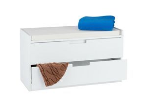 4052025247836 - Sitzkommode Garderobenbank mit 2 Schubladen Landhausstil Auflage zum Sitzen hbt 45 x 80 x 36 cm weiß - Relaxdays 4052025247836 - Sitzkommode Garderobenbank mit 2 Schubladen Landhausstil Auflage zum Sitzen hbt 45 x 80 x 36 cm weiß - Relaxdays