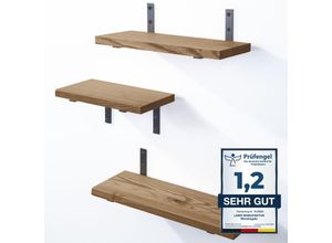 4064755205086 - 3 Stück Wandregal Holz 42 36 30cm Schweberegal Massiv 100% Echtholz Hängeregal für Wohnzimmer Schlafzimmer Küche Büro Badezimmer Wandregale set 3