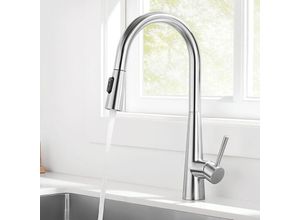 0745259356521 - Wasserhahn Küche Edelstahl Gebürstet Küchenarmatur mit Brause Ausziehbar Mischbatterie Küche mit 3 Strahlarten Armatur Küche 360°