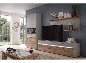 4068222559962 - Lowboard INOSIGN Spezia Breite 185cm in Hellgrau 2 Klappen Schubkästen Sideboards Gr B H T 185 cm x 51 cm x 43 cm grau (hellgrau no x oak nachbildung) Lowboards TV-Board TV-Schrank TV-Bank Fernsehschrank Mediamöbel Mediaboard